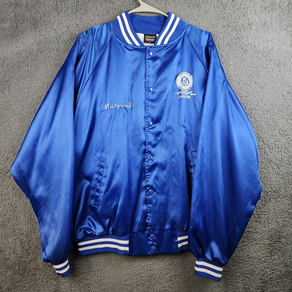 Vintage Boilermakers Union Satin Bomber Jacket XL Nemesis Local 726 Lined USA